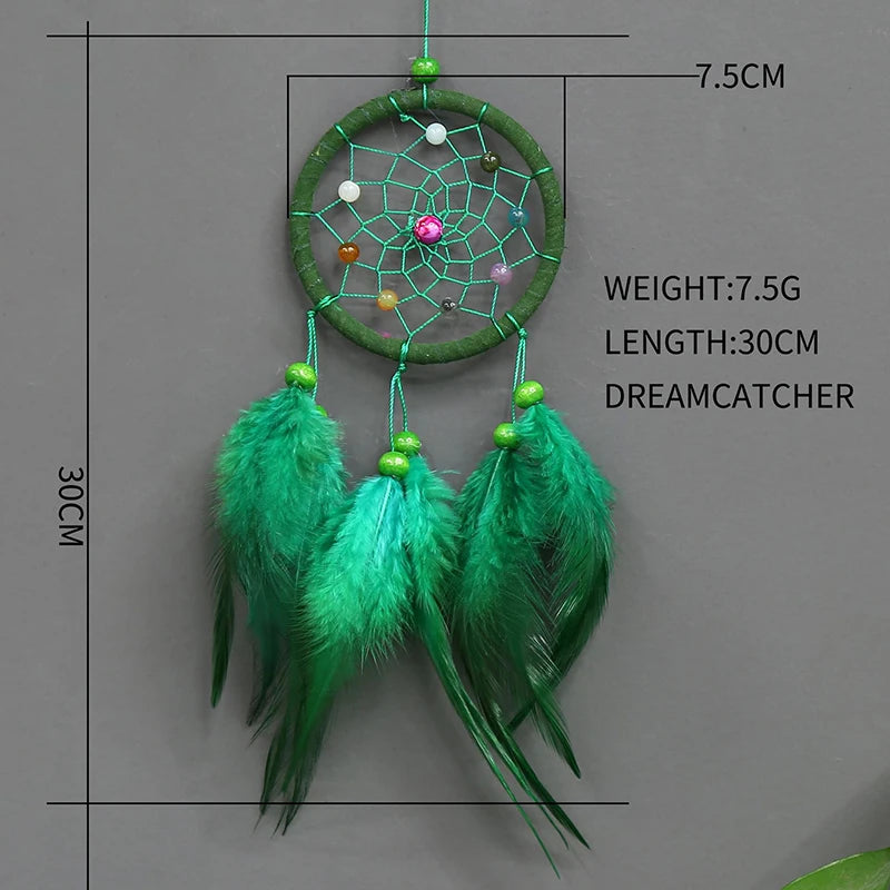 Boho Emerald Dreams Feather Dreamcatcher