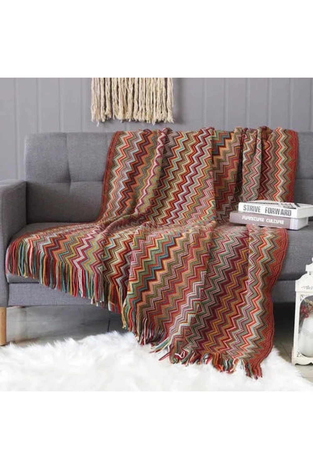 Fall Decor Cozy Chevron Knit Blankets