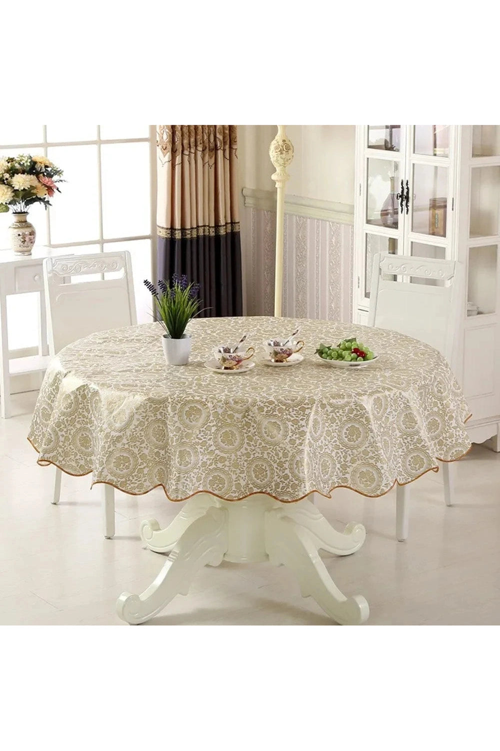 Floral Waterproof Round Tablecloth