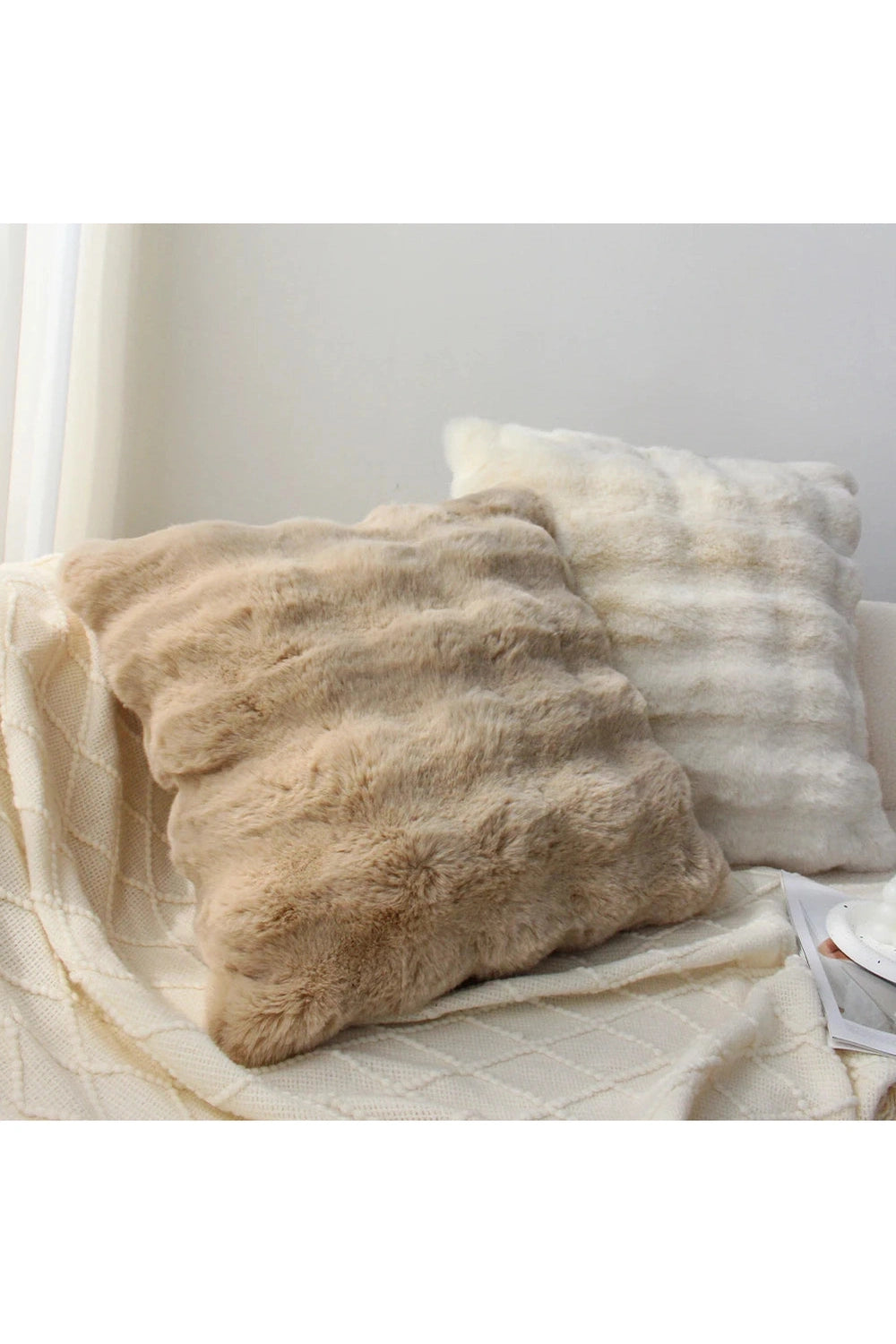 Thick Cream Plush Pillow Case