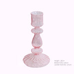 Pink Glass Taper Candle Holder