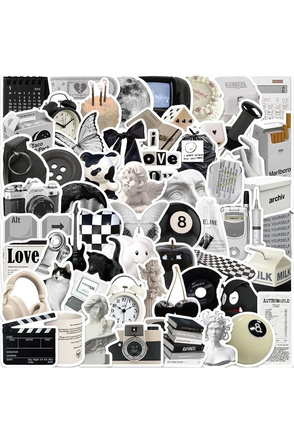 Minimalist Black White Stickers