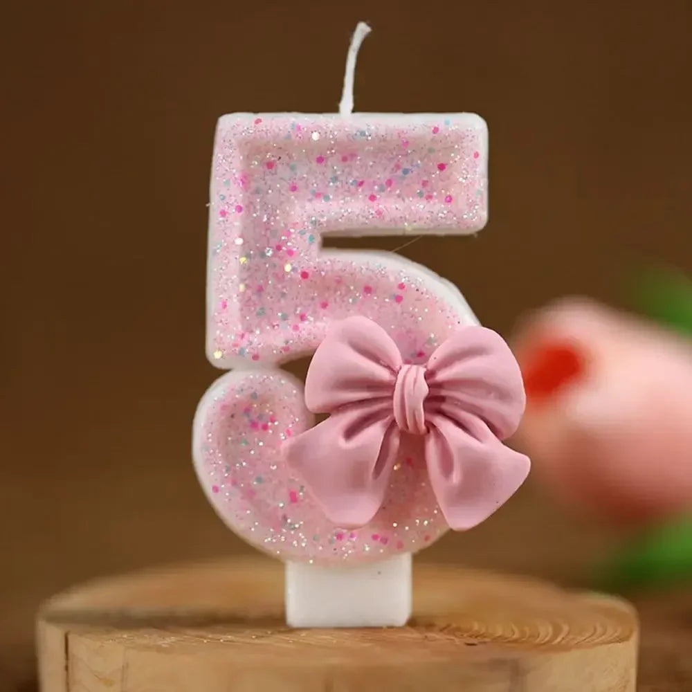 Coquette Bow Princess Number Candles