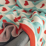 Retro Love Coquette Hearts Knit Blanket