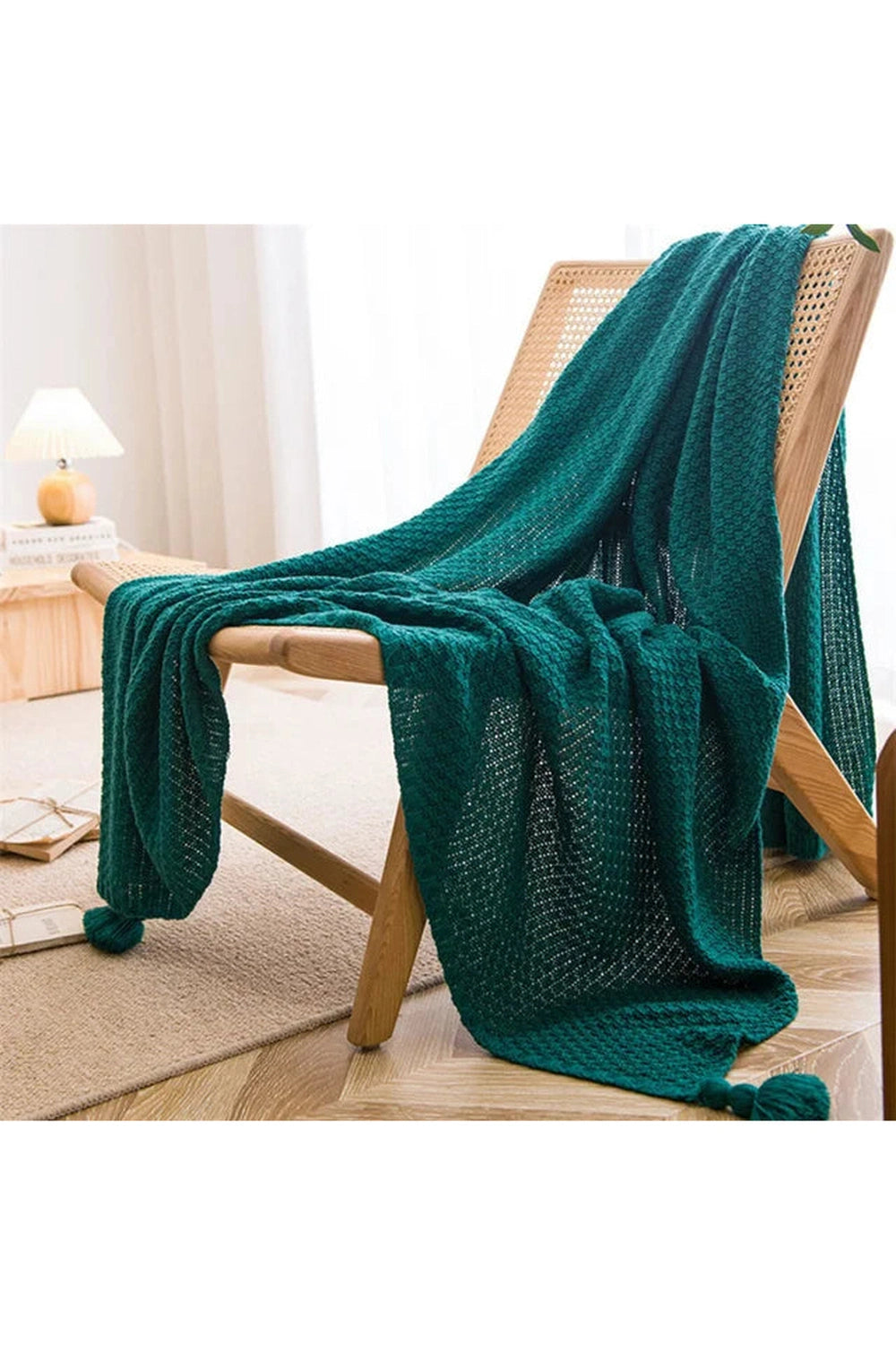 Fall Decor Boho Tassel Chunky Knit Blanket