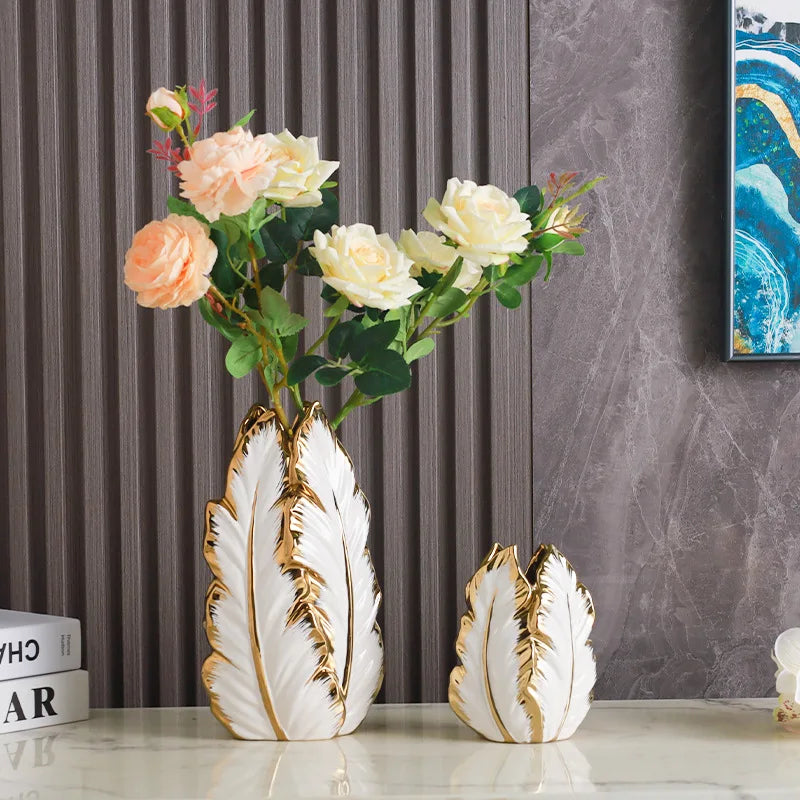 Golden Plume Luxe Vase