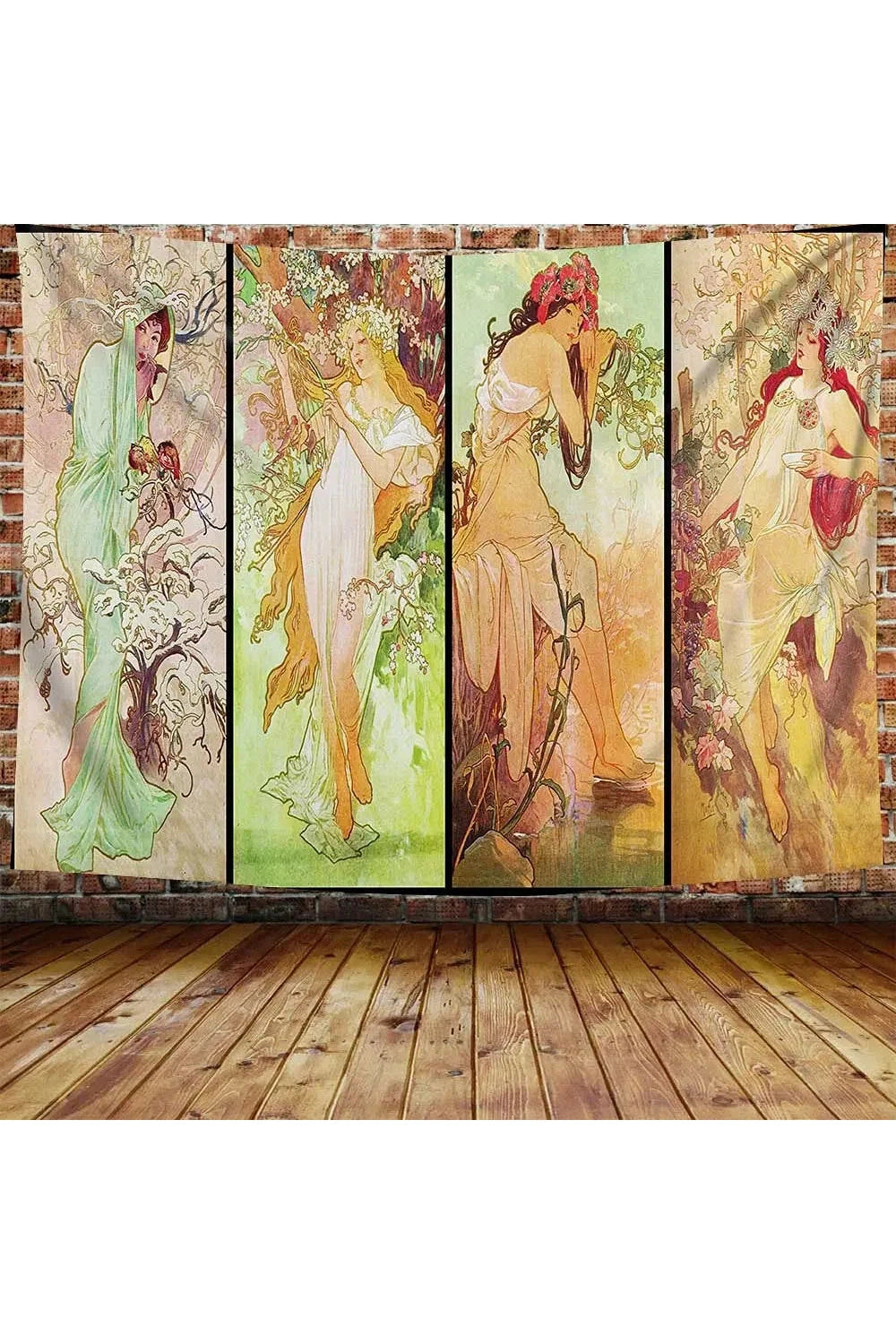 Art Nouveau Lady Tapestry Medieval Optimized Style Tapestries Artwork Wall Hanging Retro Paris Nouveau Vineyard Flirt Home Decor