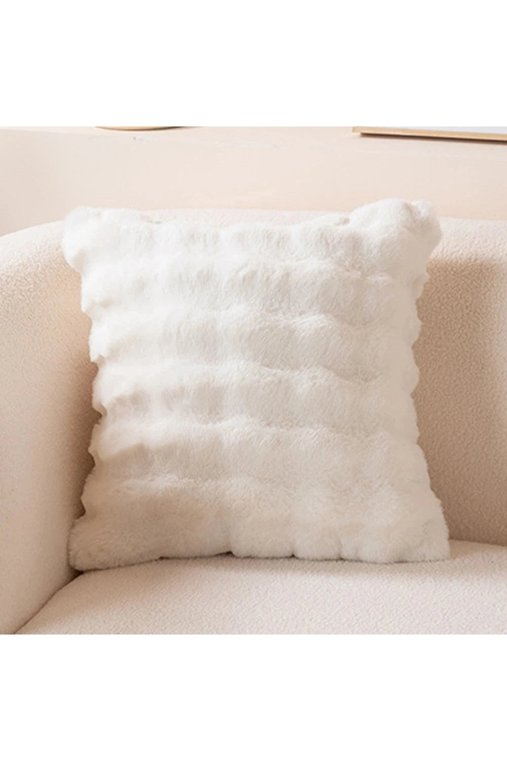 Thick Cream Plush Pillow Case