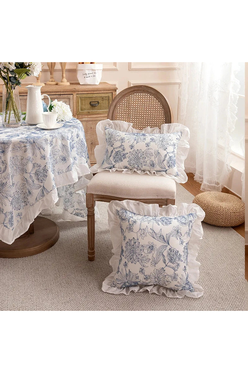 Pleated Lace Embroidered Pillow Case