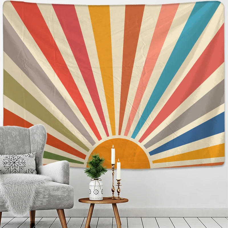 Bold Retro Sunrise Tapestry