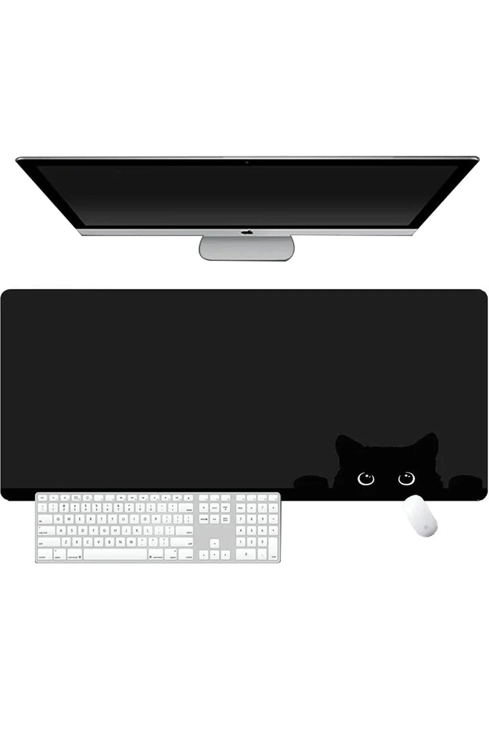 Black Kawaii Cat Deskmat