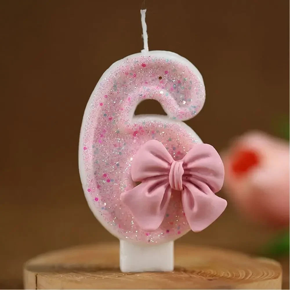 Coquette Bow Princess Number Candles