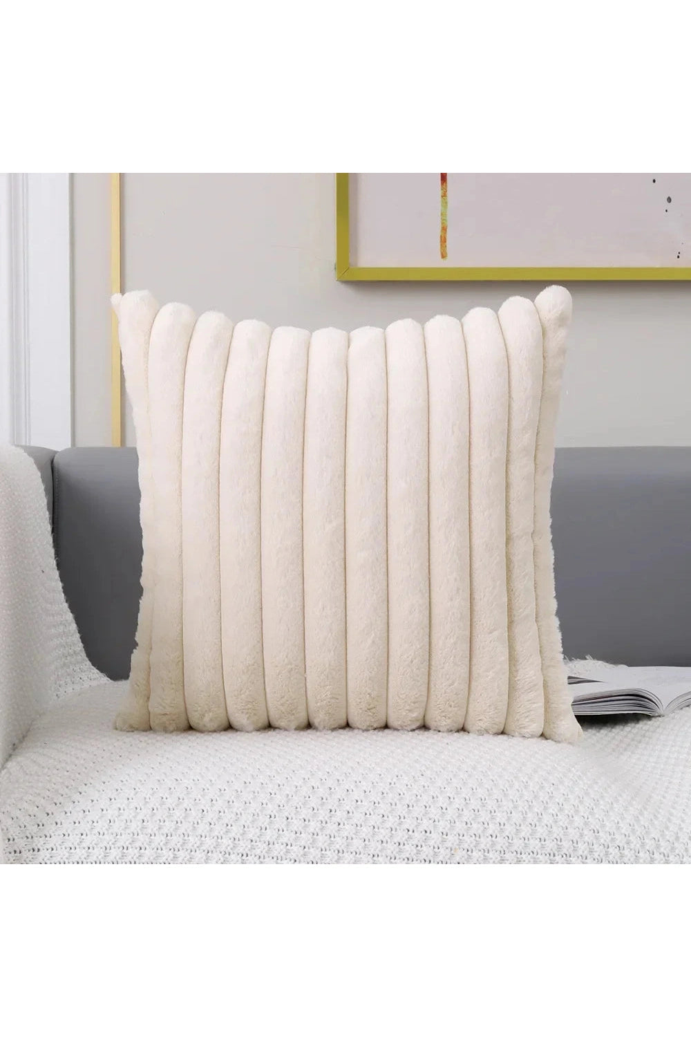 Soft White Plush Pillow Case