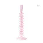 Pink Glass Taper Candle Holder