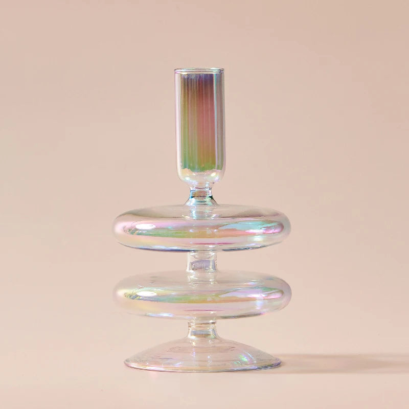 Rainbow Glass Candle Holder