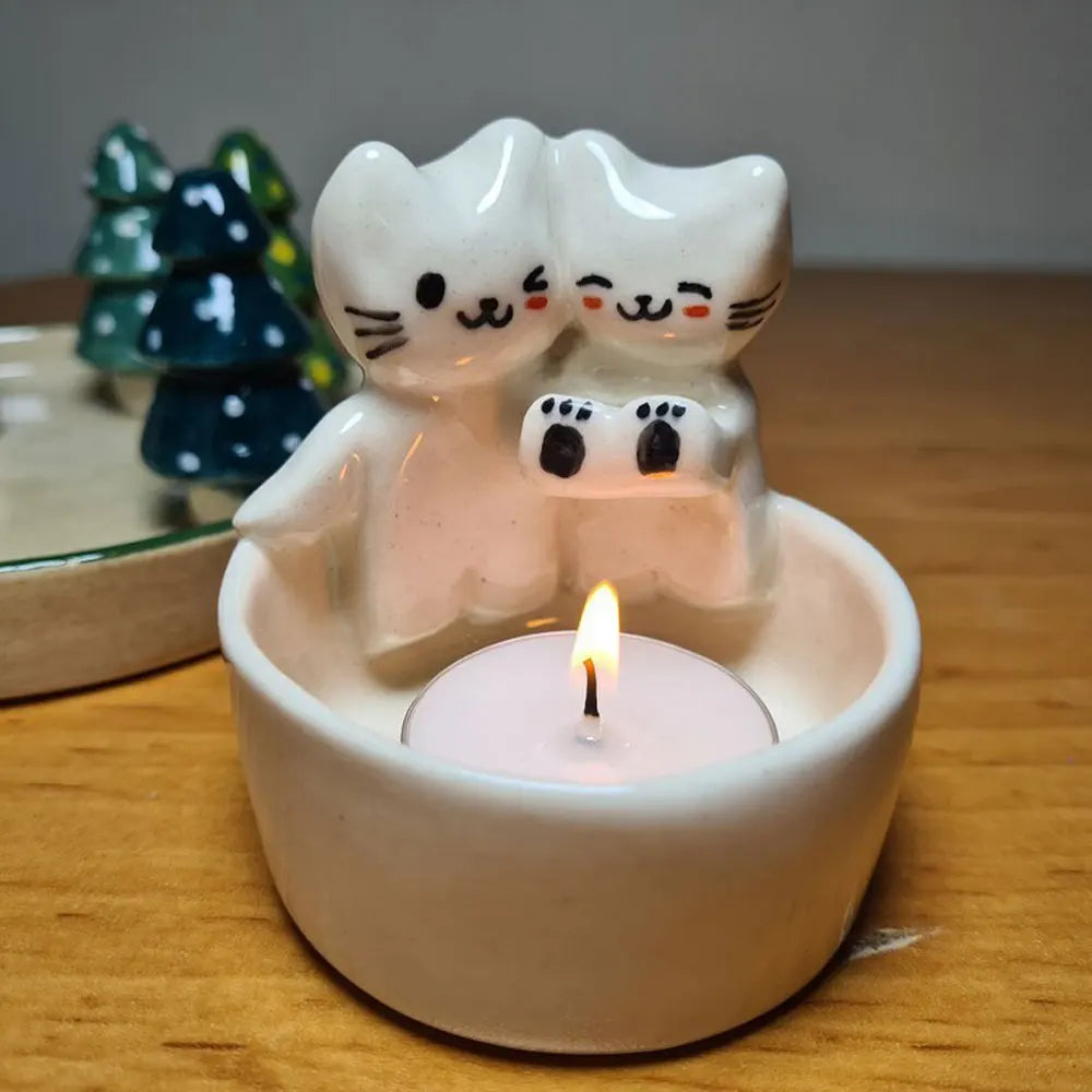 Cozy Kitty Hug Candle Holder