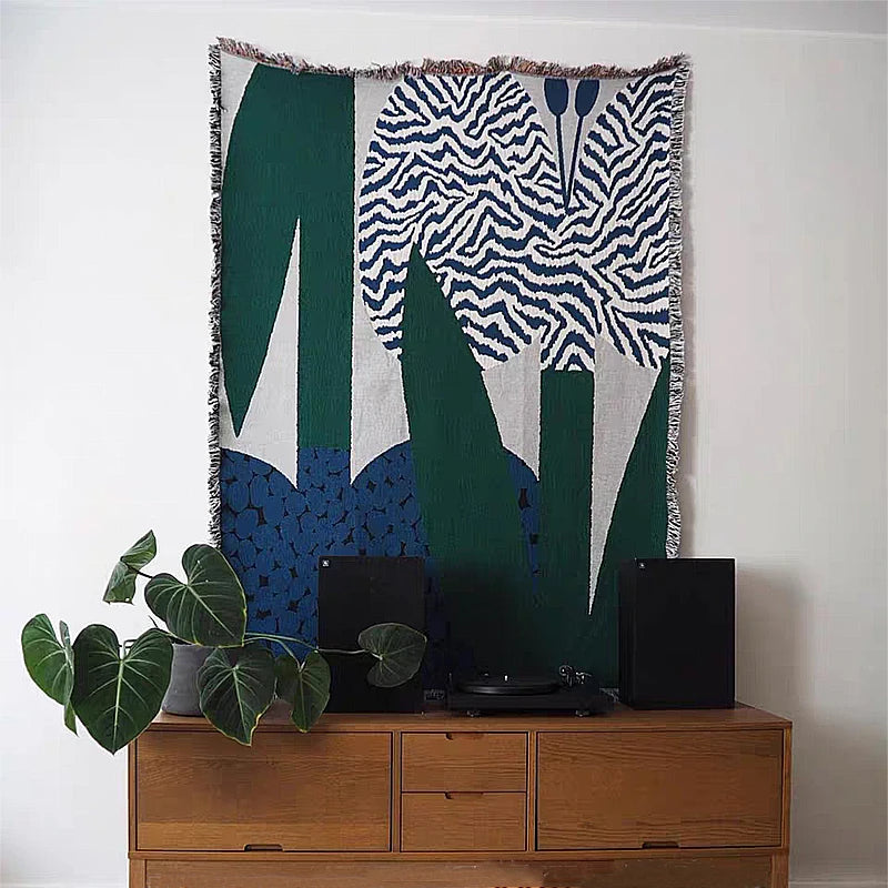 Abstract Nature-Inspired Tapestry Blanket