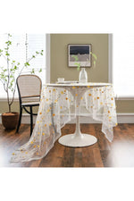 Floral Embroidered Sheer Tablecloth