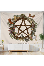 Vintage Sun Tapestry Wall Hanging Botanical Celestial Floral Hippie Flower Wall Starry Dormitory Decor