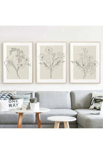 Beige Botanical Line Art Canvas Poster