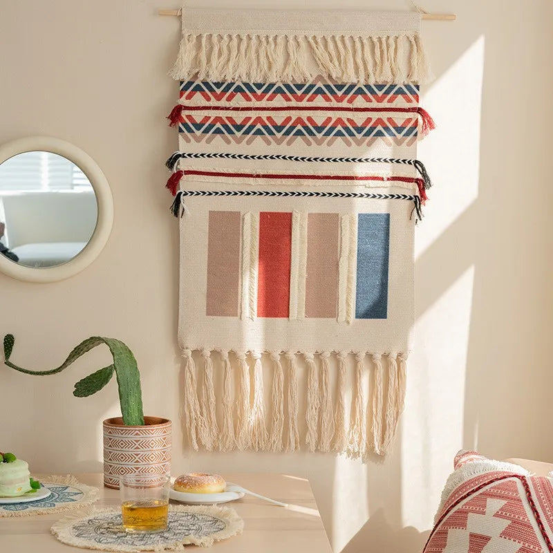 Colorblock Boho Fringe Tapestry