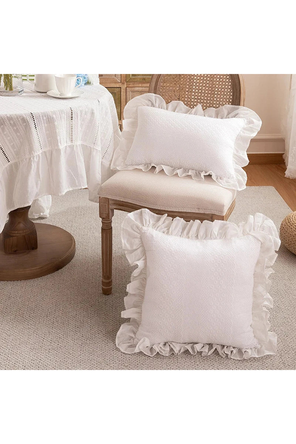 Pleated Lace Embroidered Pillow Case