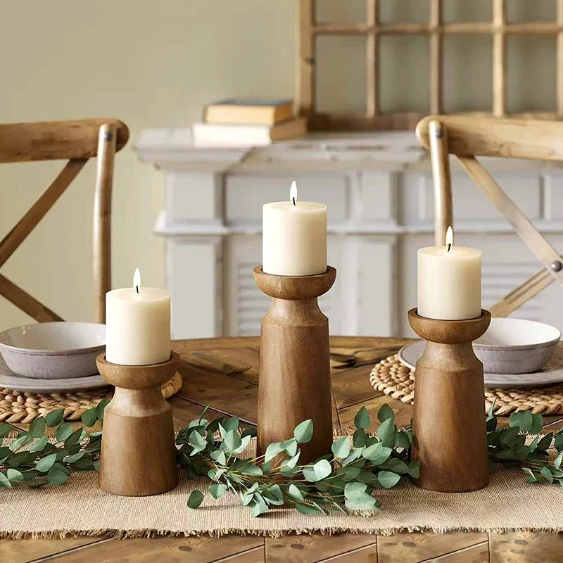 Rustic Haven Wooden Candle Holders