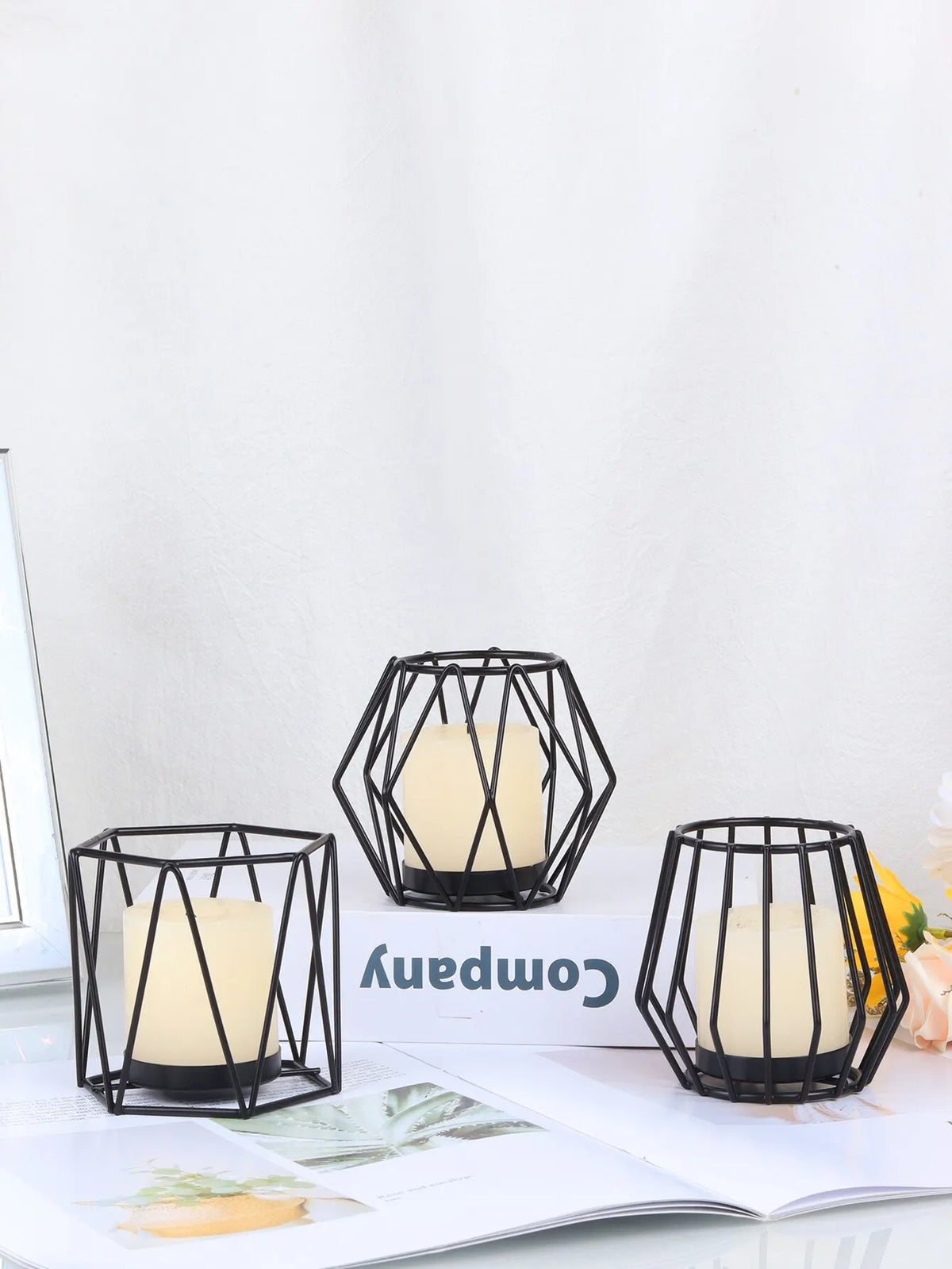 Noir Prism Wire Candle Holders