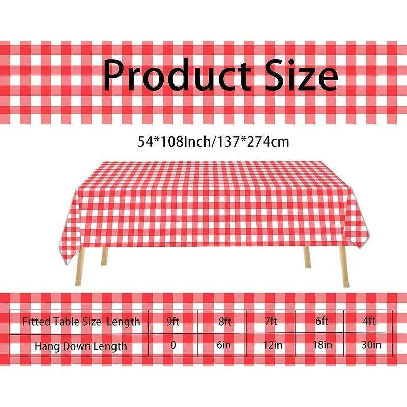 2PCS/4PCS,Plaid Tablecloths for Outdoor Picnic,Birthday Party,Room Decoration,Red and White,Black and White