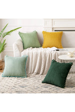 Pompom Velvet Corduroy Pillowcase Set