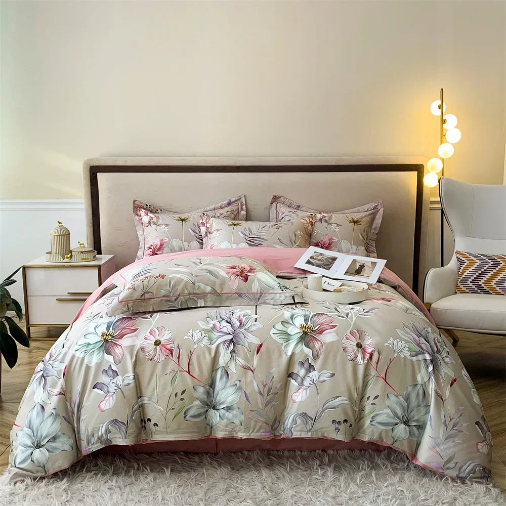 Nordic Orange Floral Bedding Set