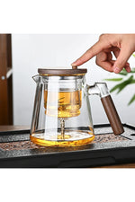 Wood Handle Glass Teapot