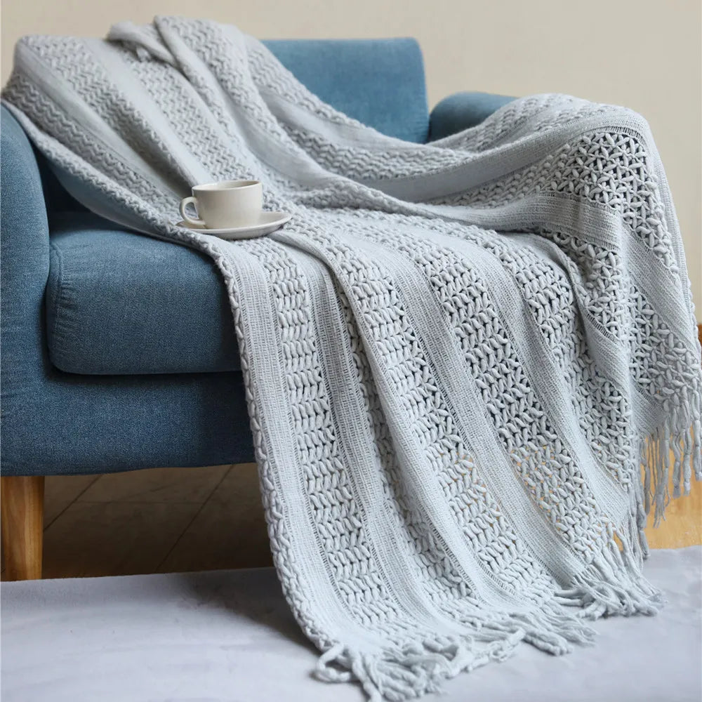 Blush Cozy Knit Throw Blanket