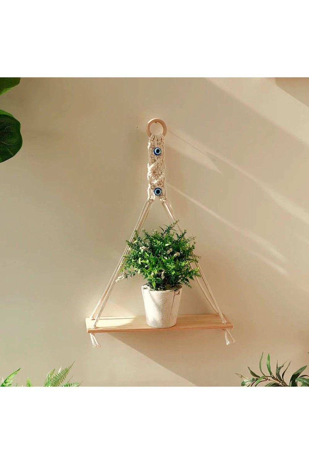 Boho Macrame Hanging Shelf Trio