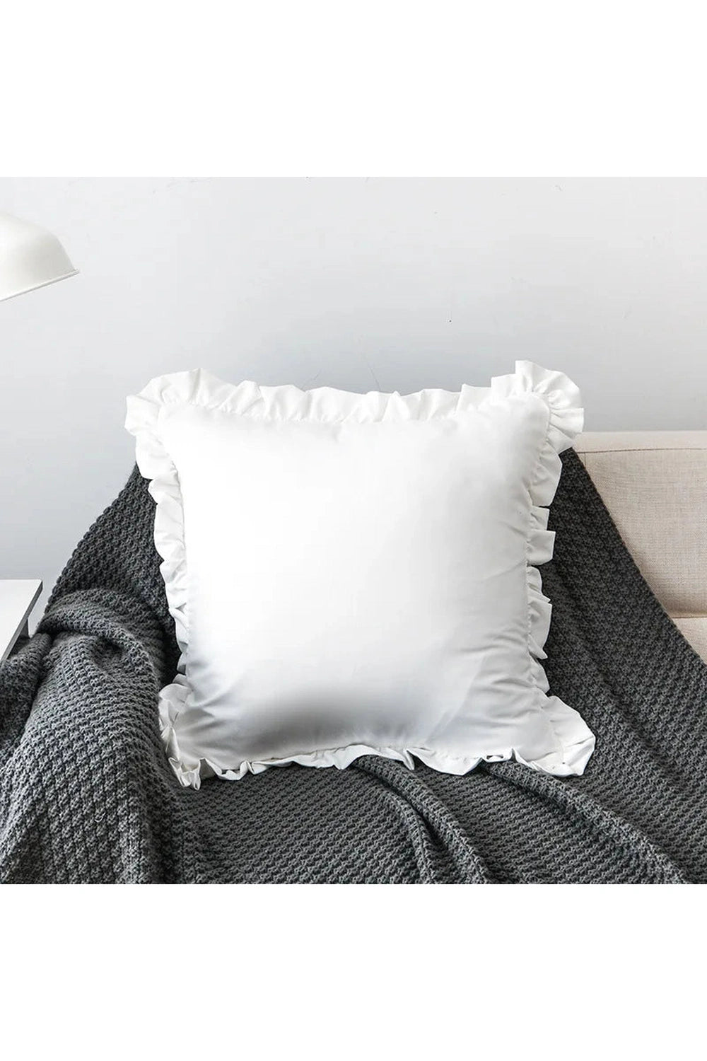 French Solid Ruffle Pillow Case