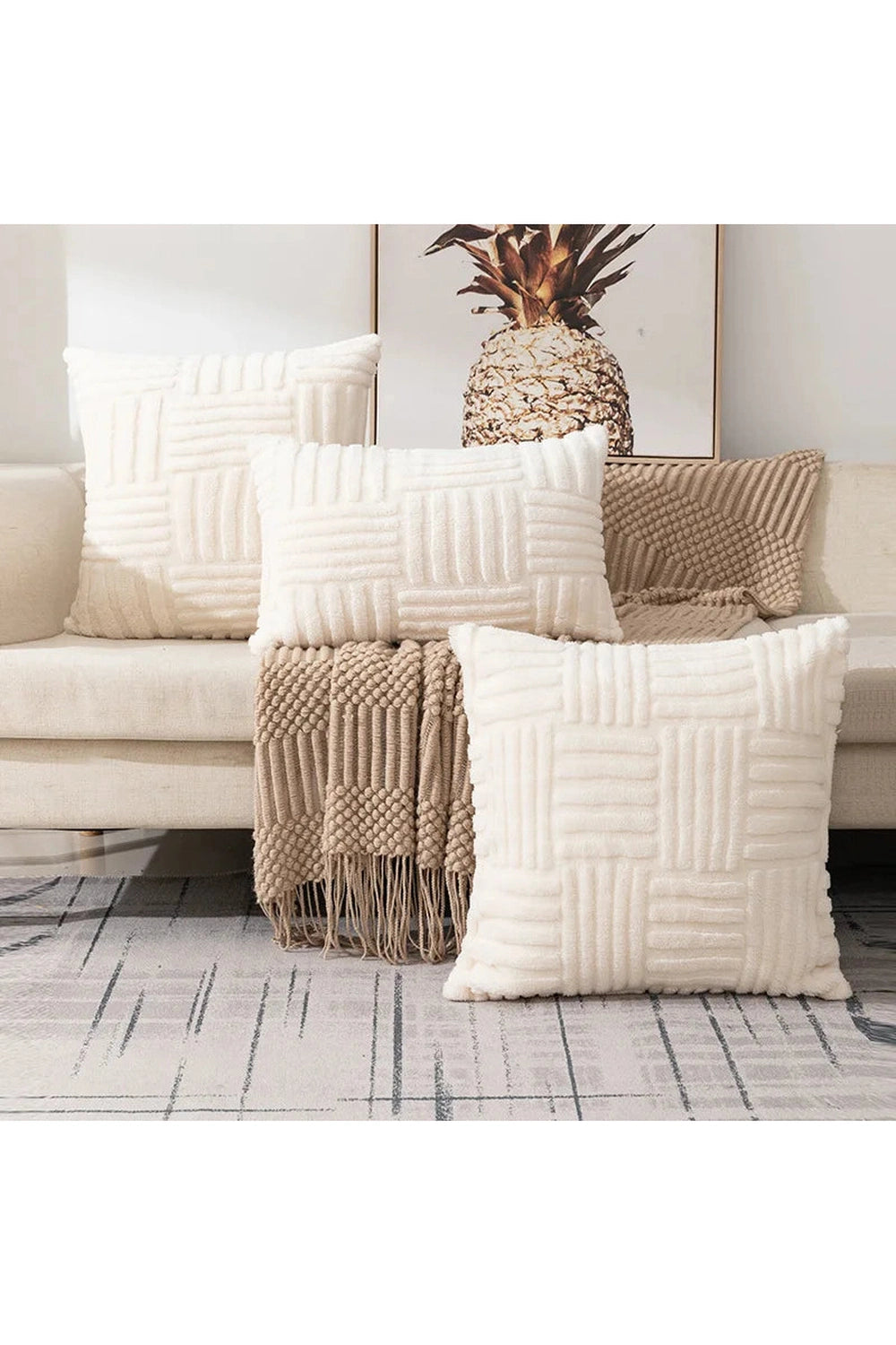 Plush Living Room Pillow Case