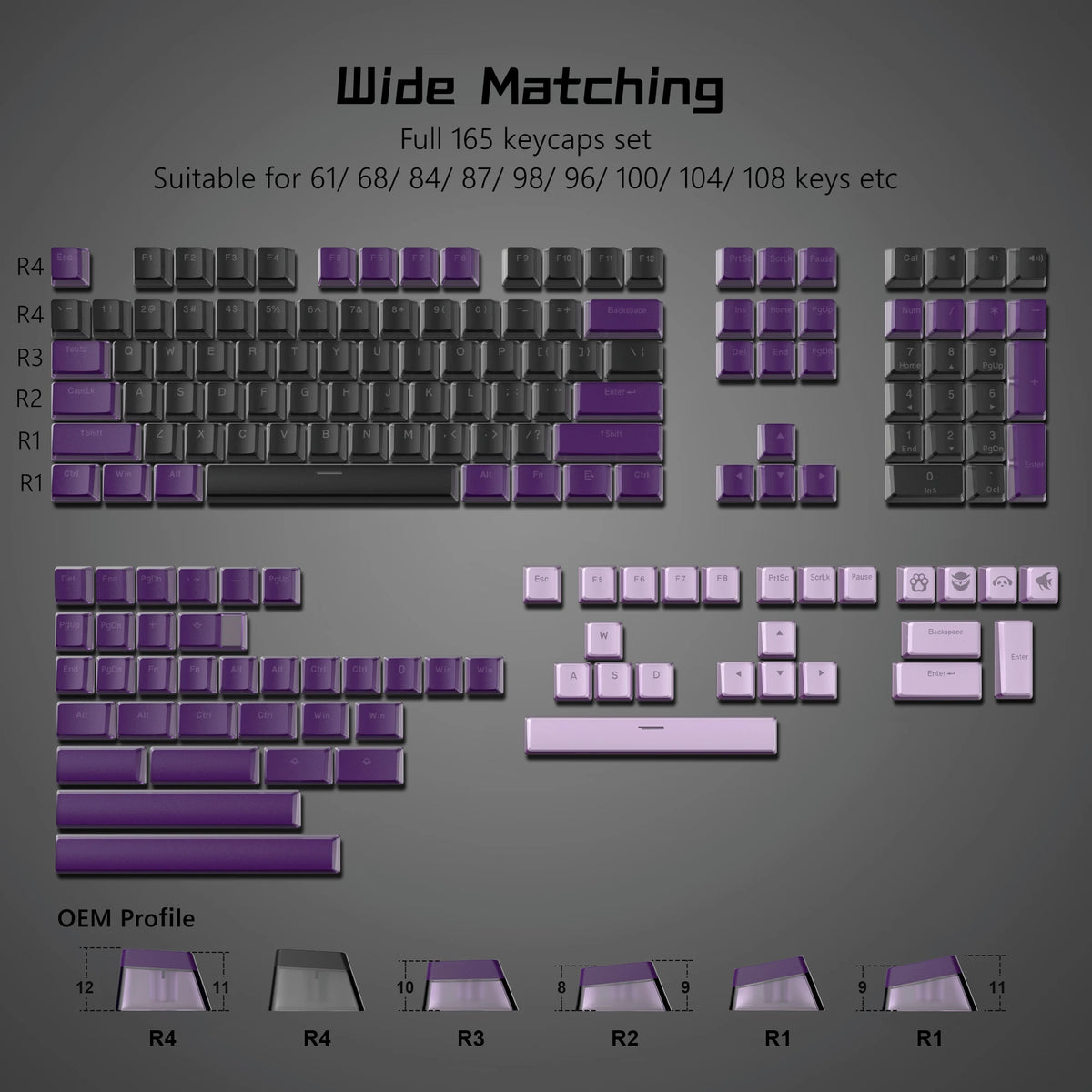 Schwarz-violette PBT-Tastenkappen