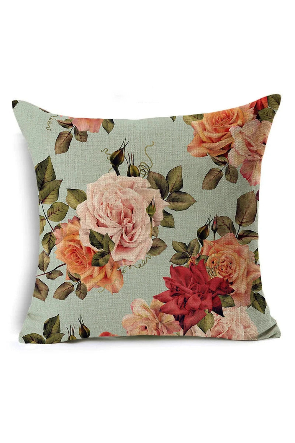 Rose Linen Square Pillow Case