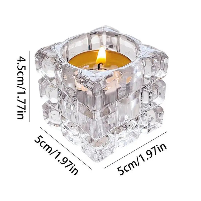 90s Crystal Cube Elegant Candle Holder