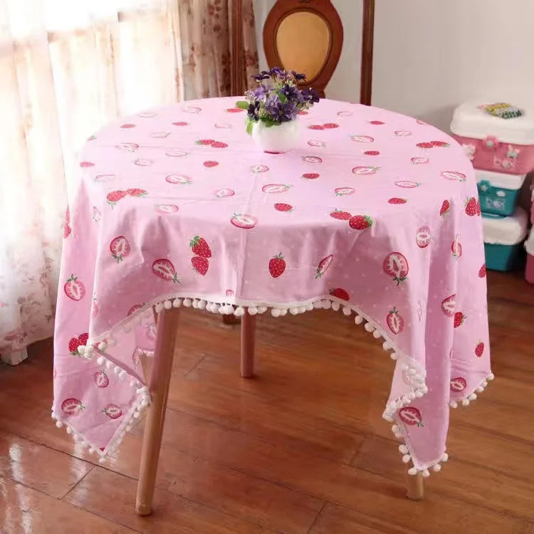 Pink Gingham Lace Tablecloth