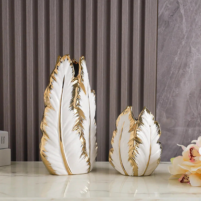 Golden Plume Luxe Vase