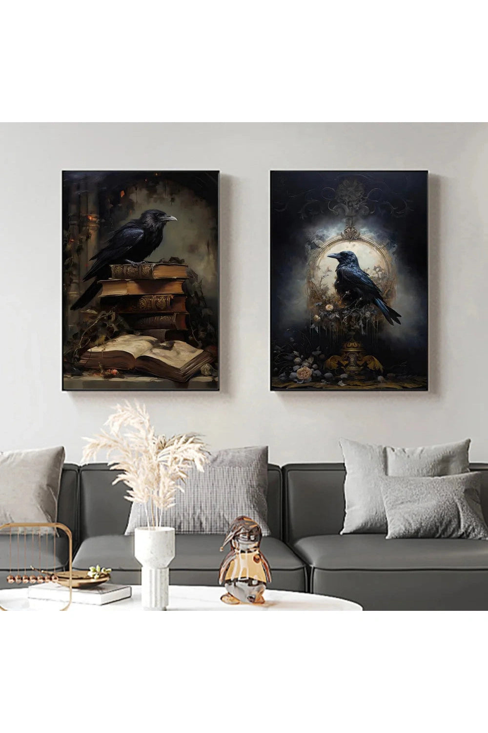 Gothic Crow Canvas Posters Set