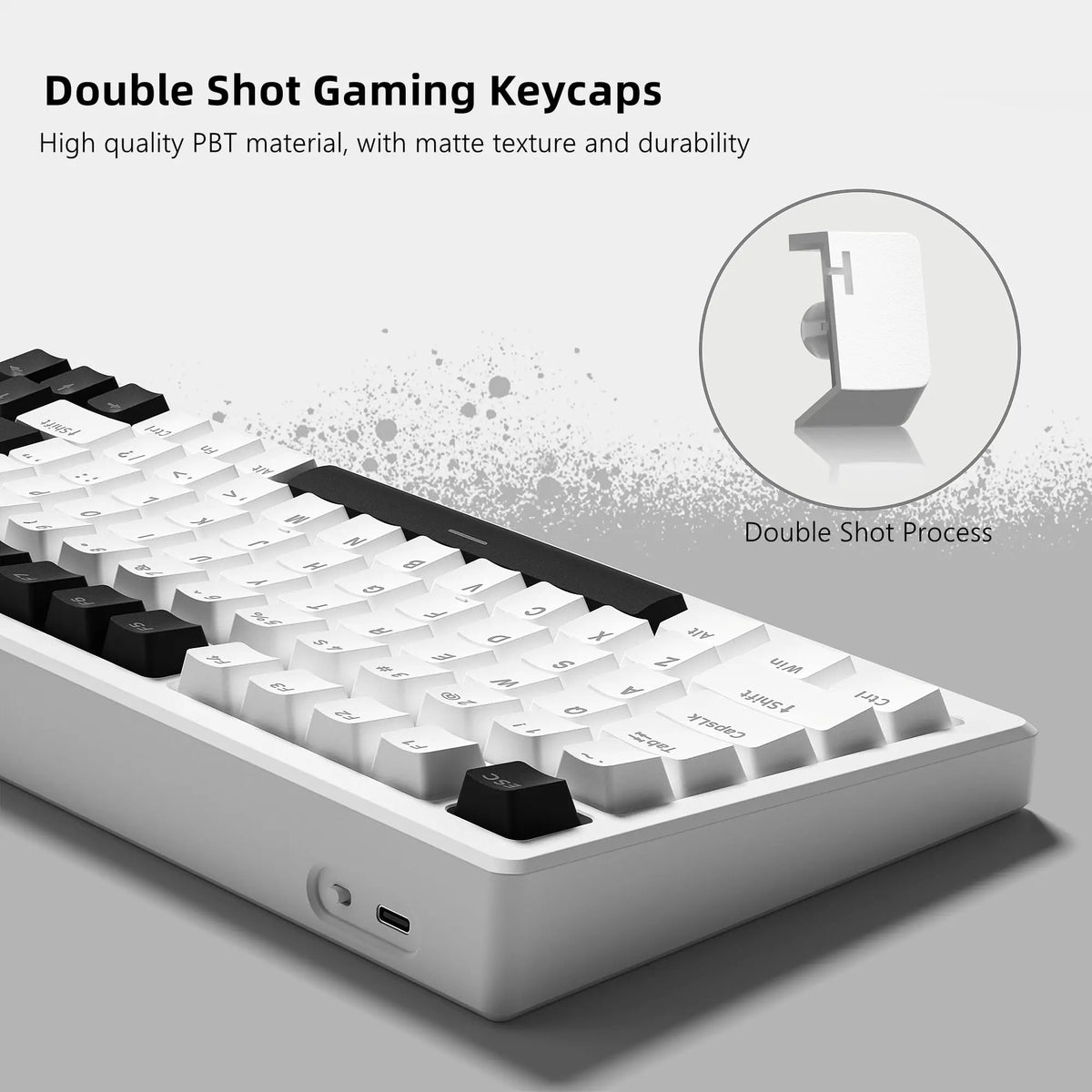 White Black Gaming Keycaps