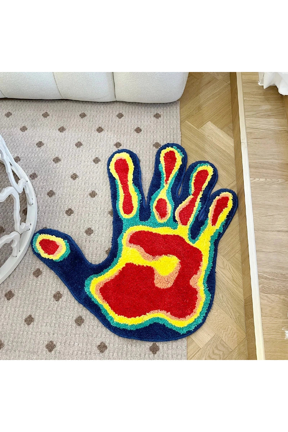 Colorful Palm Shape Plush Rug