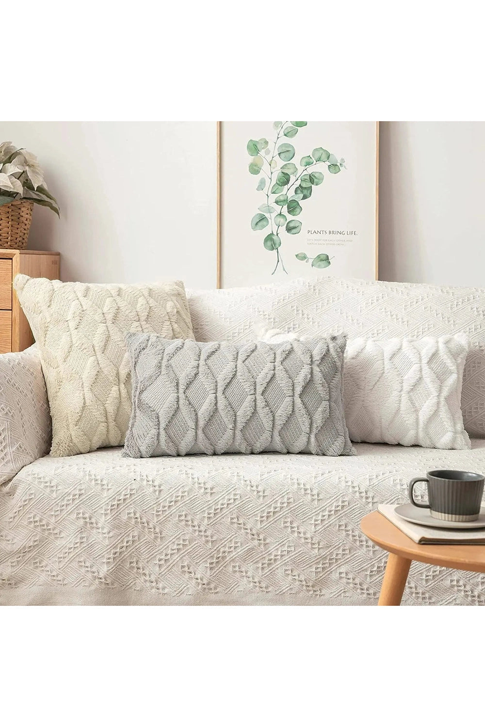 Plush Solid Sofa Pillow Case