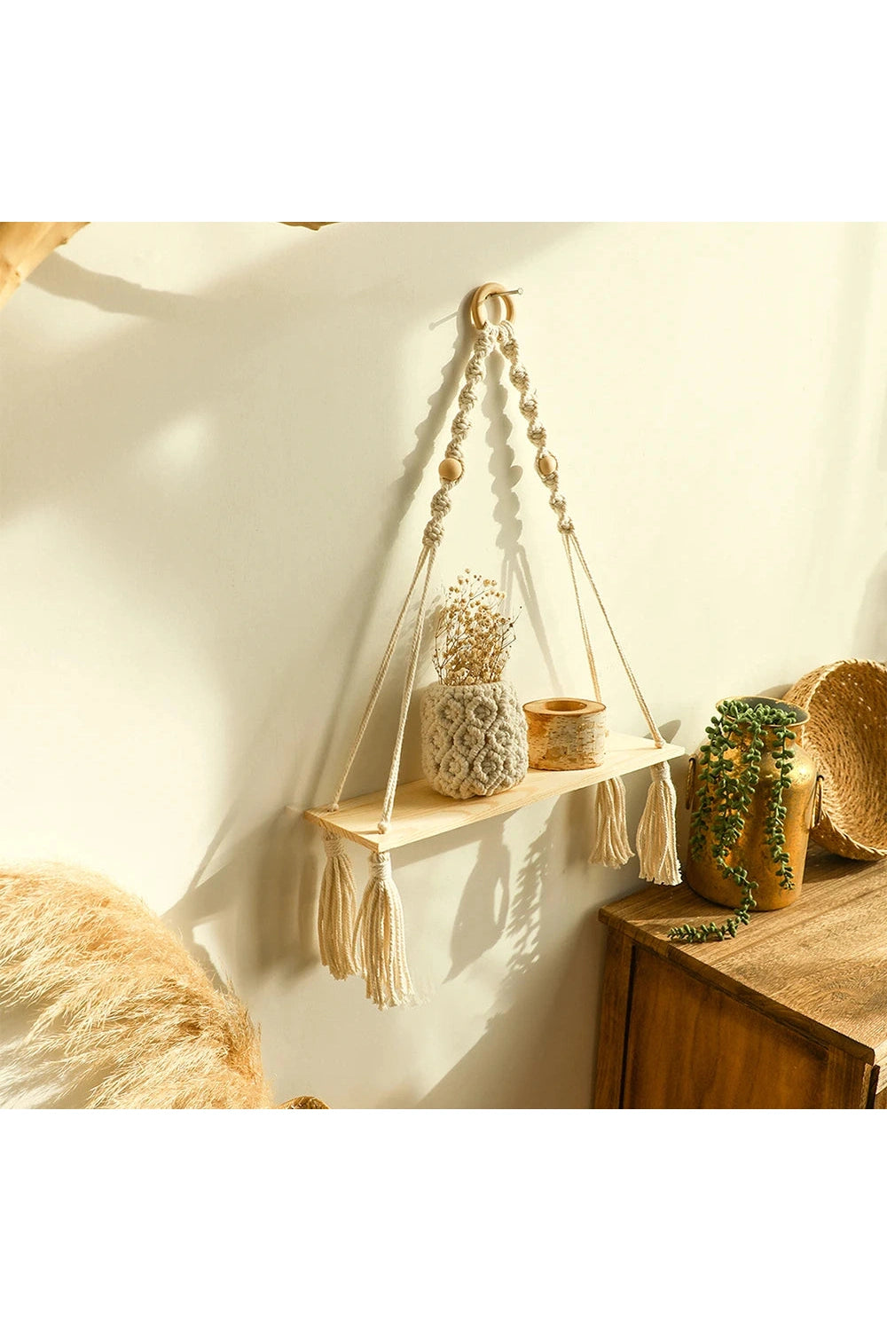 Macrame Wall Hanging Shelf Tassel