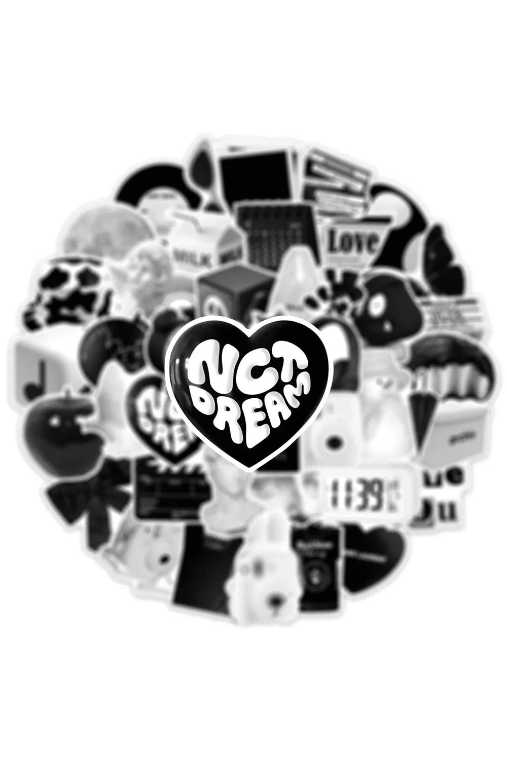 Simple Black White Cartoon Stickers