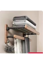 Bathroom shelves，wood towel bars no punching toilet storage shelf bathroom organizer and storage bathroom accessories towel rack