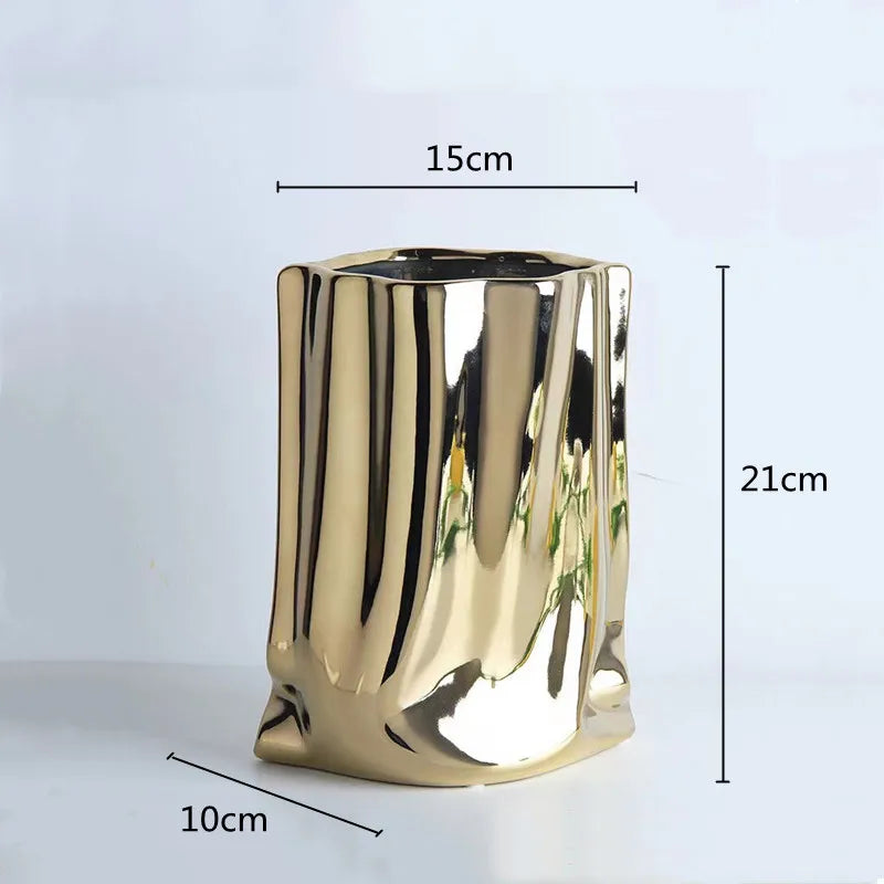 Silver Mirage Crumpled Vase