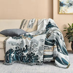 Japanese Wave Art Throw Blanket